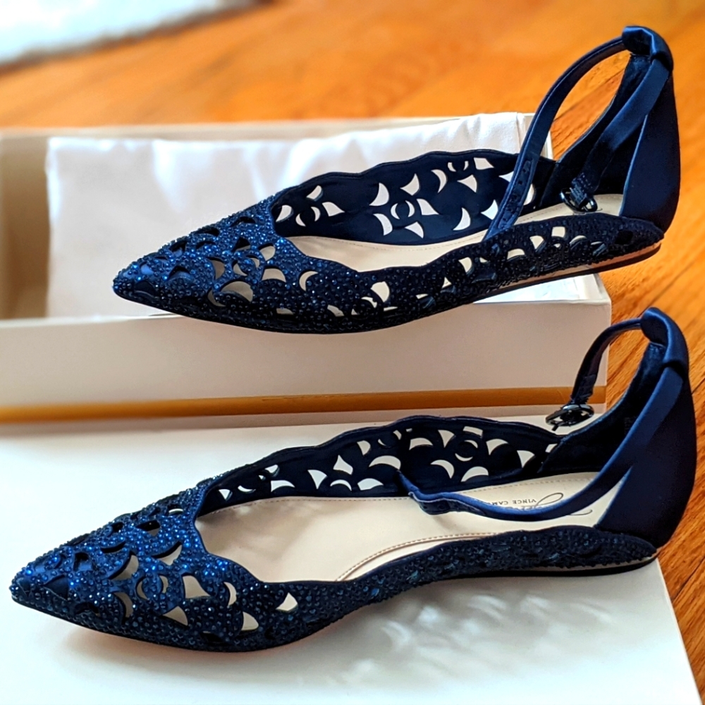 Garyn blue satin sparkle flats